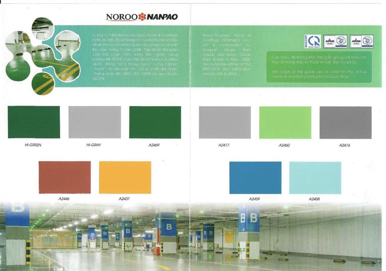 bảng màu sơn sàn epoxy noroo nanpao